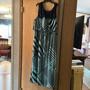 Teal and black maxi dress